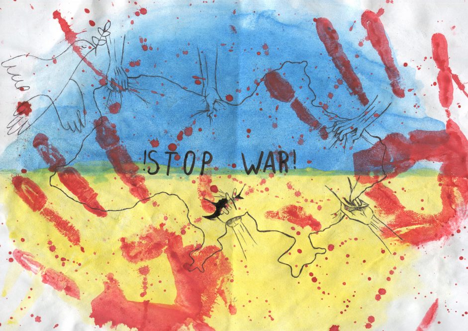 Babbidge Library Exhibit Offers Powerful Images of War, and Hope, Created by Ukrainian Children, 2025